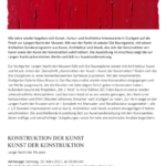 Konstruktion der Kunst - Kunst der Konstruktion. Foto: Der Raumjournalist Thomas Geuder. (DerRaumjournalist_1701_30_Poster_LangeNacht)